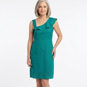 Foil 100% Linen Dress 10 Turquoise